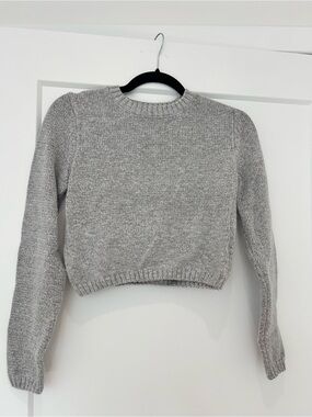 Garage Heather Gray Cropped Crewneck Sweater